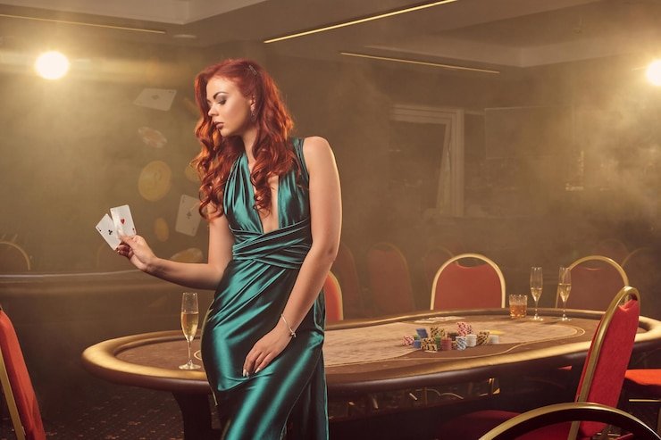 Kartu tangan Caribbean Stud Poker di meja dealer langsung sumbar toto